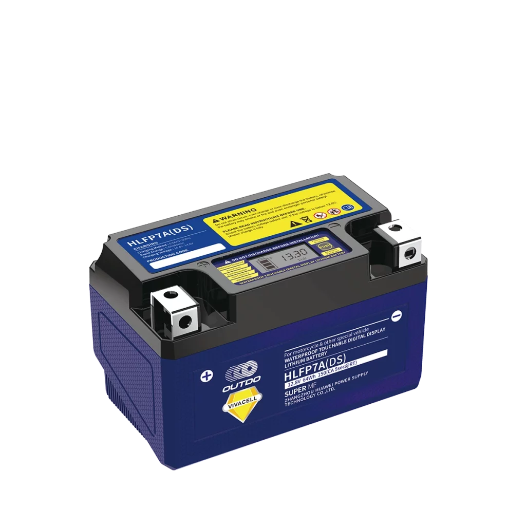 A Blue Outdo HLFP7A(DS) Rechargeable Waterproof Digital Display Lithium Iron Phosphate Battery