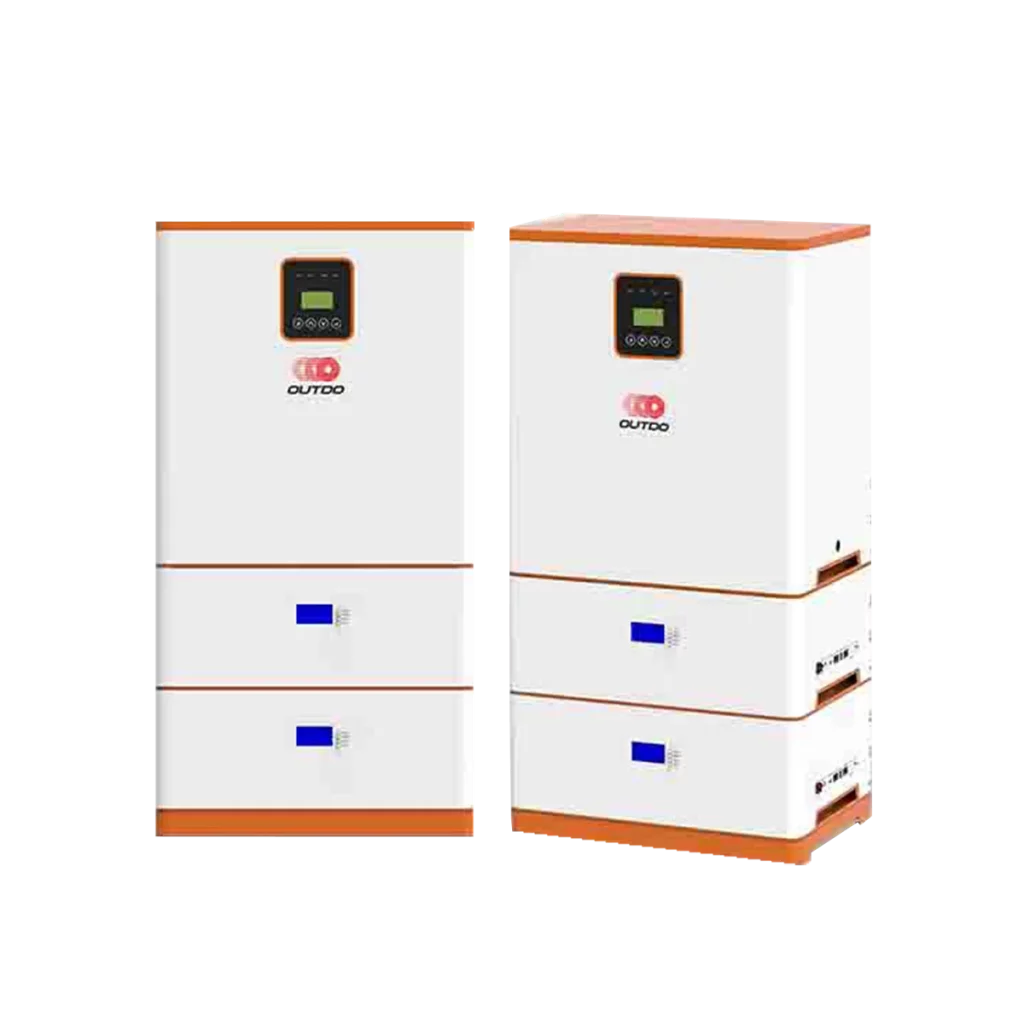 Two Outdo stacking system with white case and small digital screen at the top.