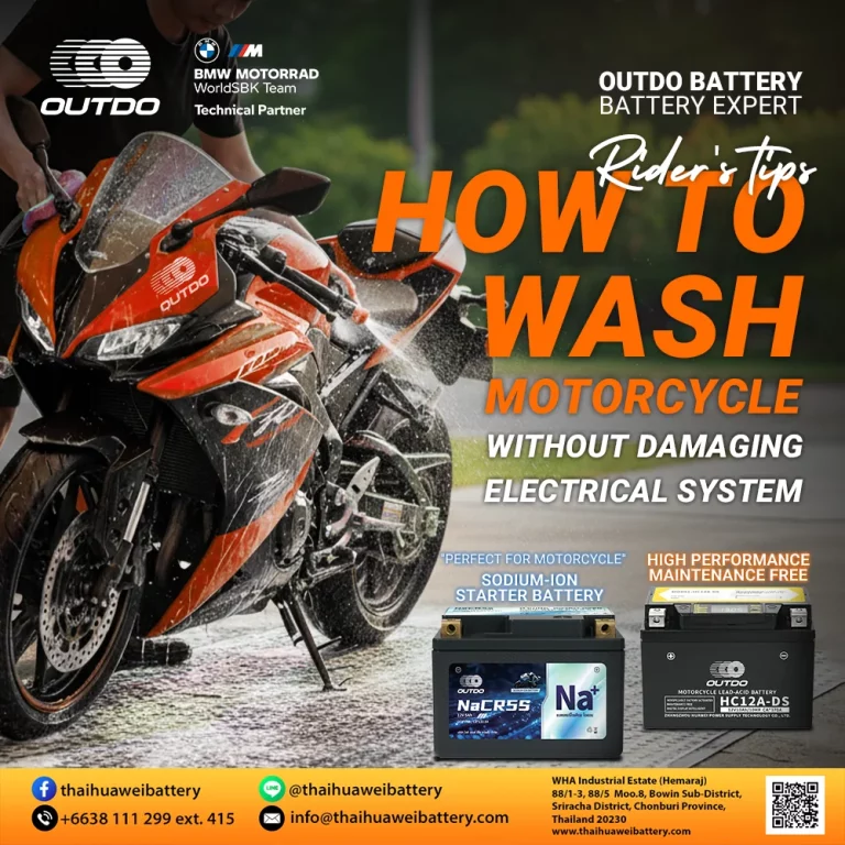 washing motorcycle safely to protect battery and electrical system